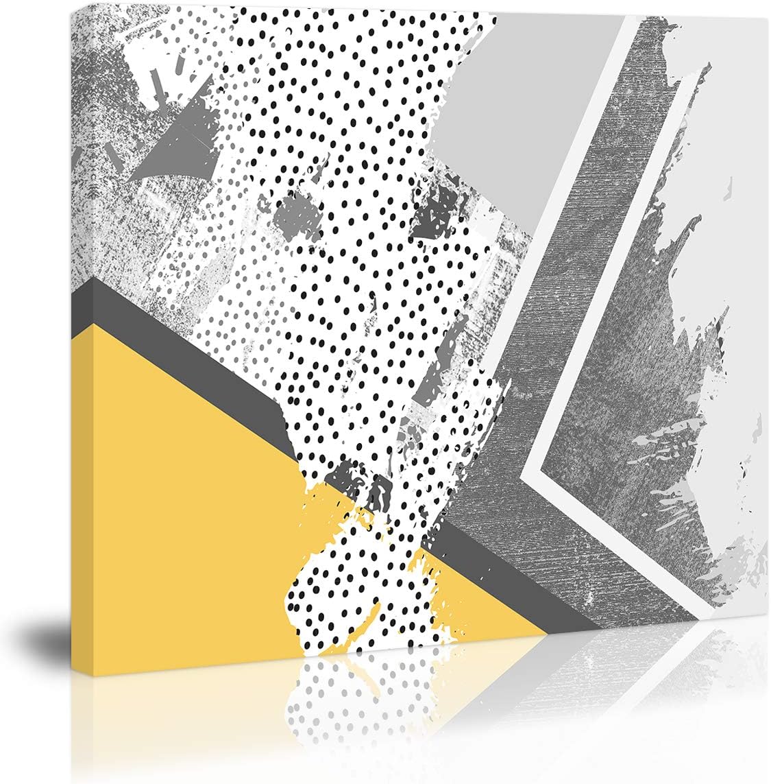 Yellow Gray Abstract Canvas Wall Art Painting B201187