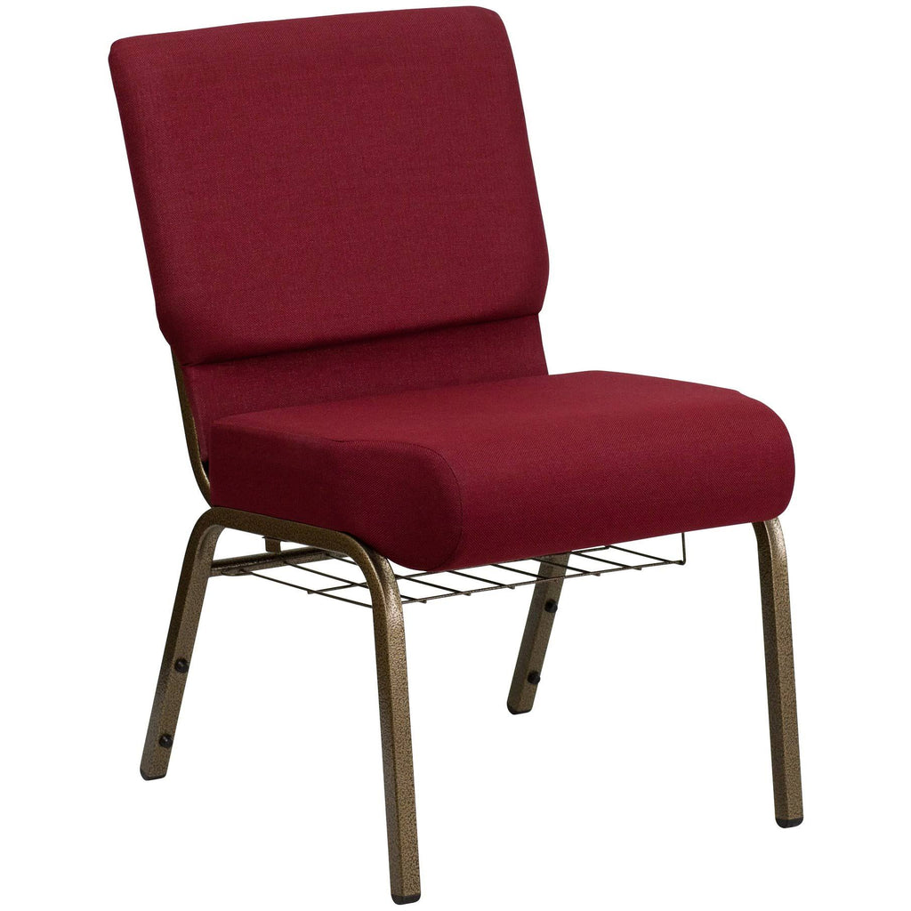 Crimson Fabric Church Chair with Cup Book Rack G911586