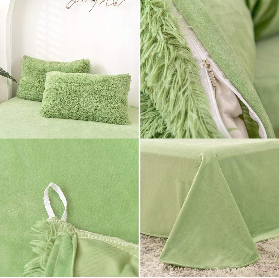 5 PCS Shaggy Duvet Cover Bedding Set King/California King Mango Yellow G532
