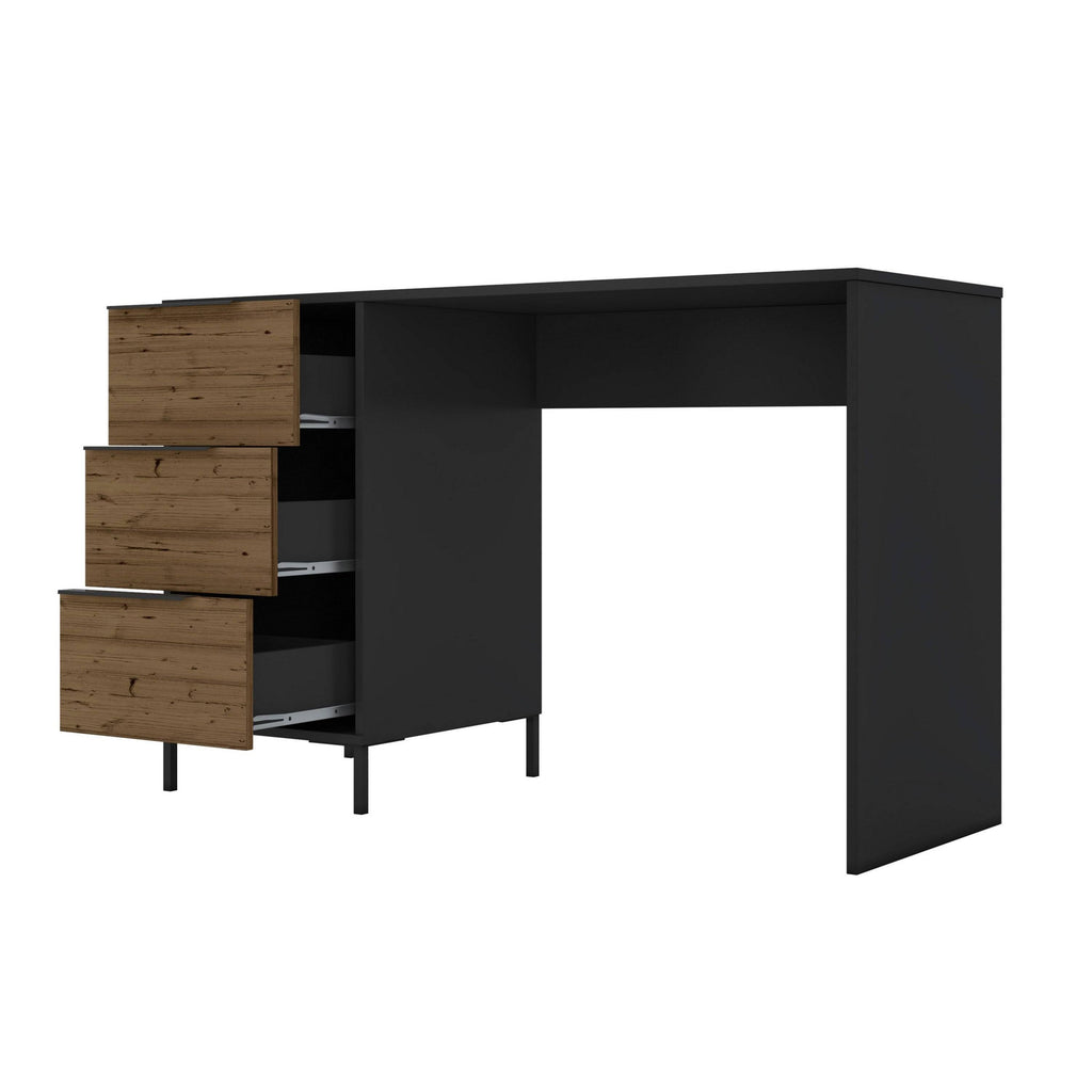 Black and Brown Wooden Desk with 3 Drawers H296489