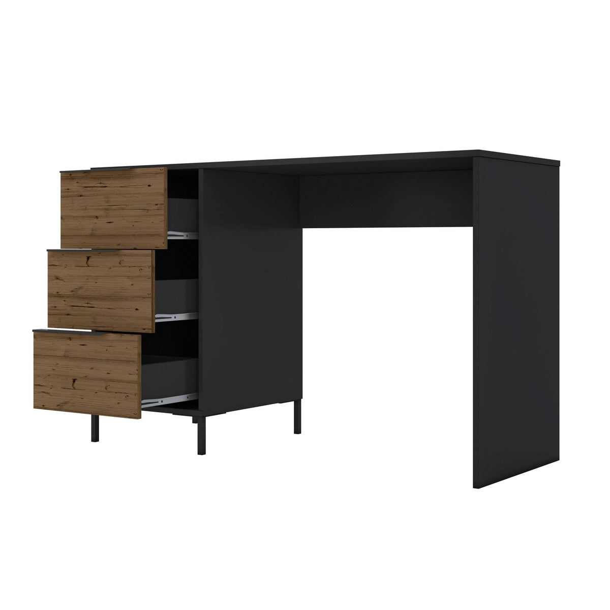 Black and Brown Wooden Desk with 3 Drawers H296489