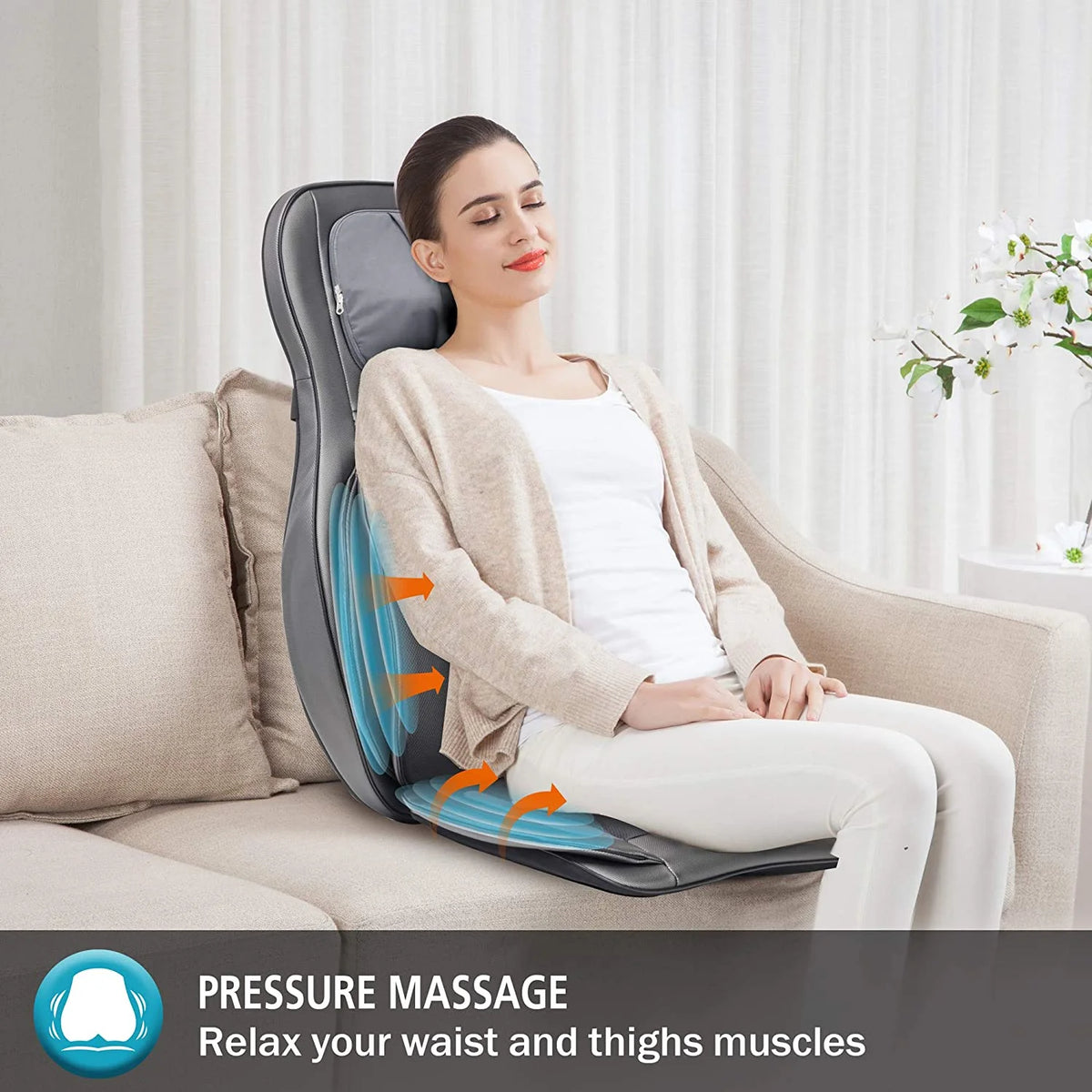Neck & Back Massager with Air Compress Shiatsu Vibration Seat Cushion L87524