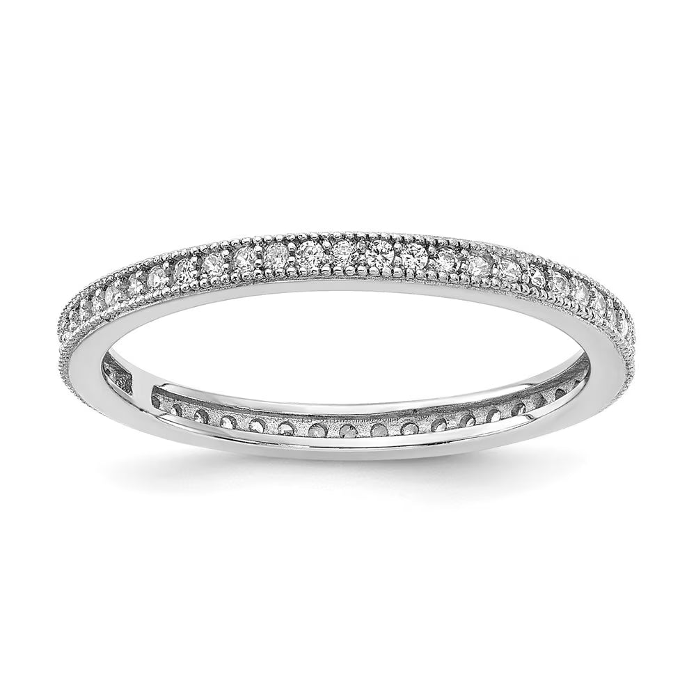 925 Sterling Silver Rhodium-plated CZ Eternity Ring Size 6 B312