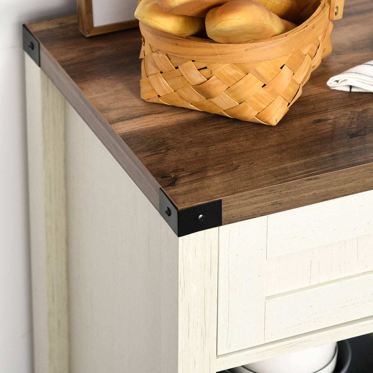 Rustic Barn Door Storage Cabinet Buffet Sideboard Light Oak J7914
