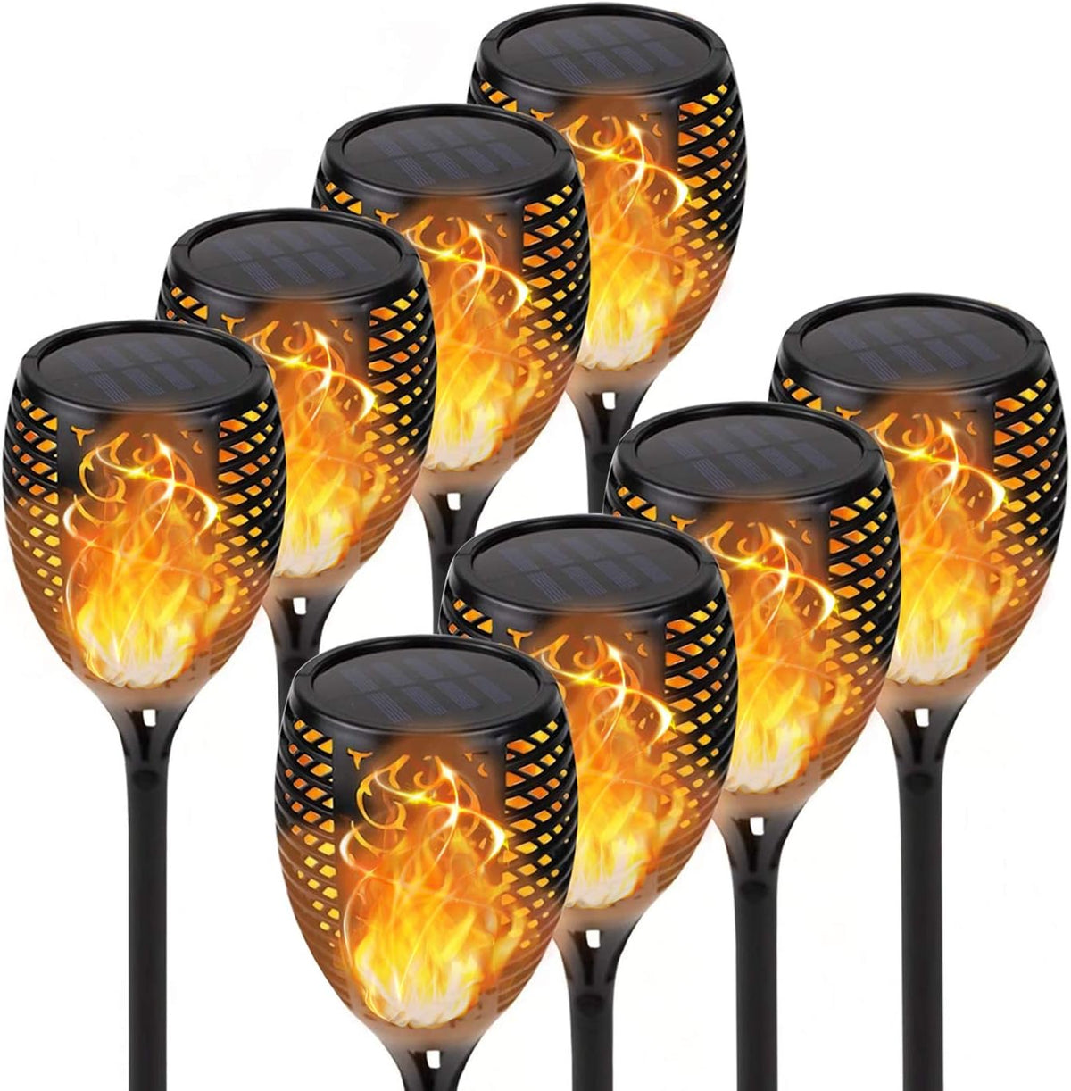 8Pack Solar Torch Lights with Flickering Flame K15795