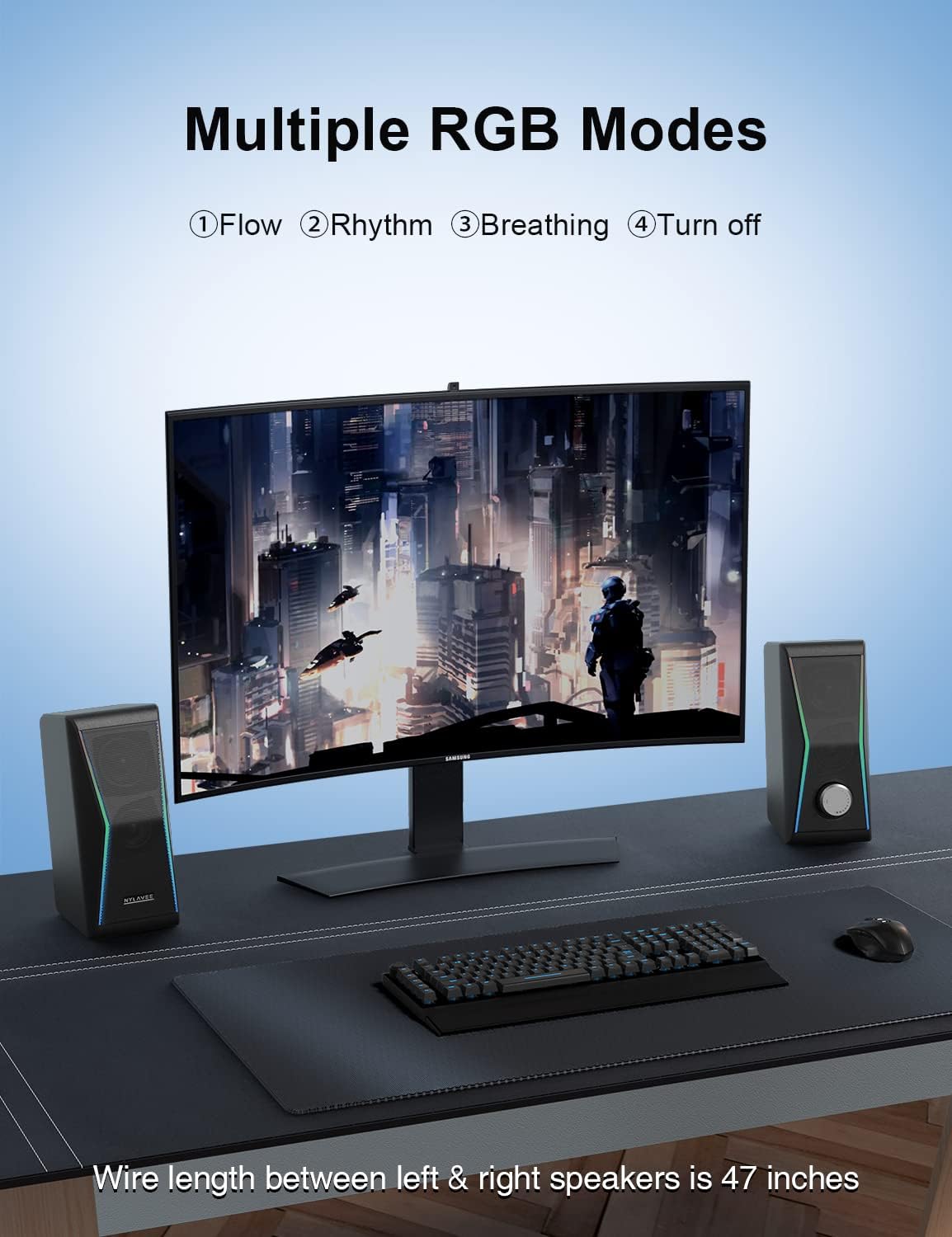 RGB Bluetooth Computer Speakers with Extra Bass, Pack of 2 I4583