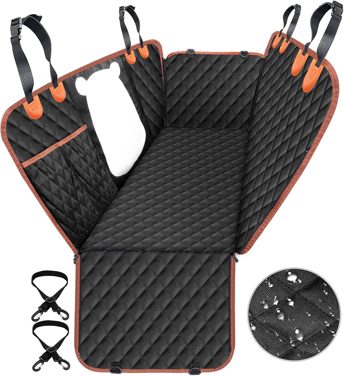 Dog Car Seat Cover Waterproof Back Seat Protector with Storage Pockets Pack of 2 I230