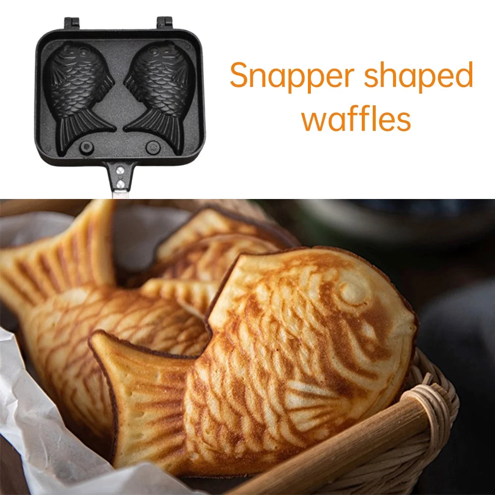 Fish-shaped Non-stick Waffle Maker with Anti-scald Handle K9967