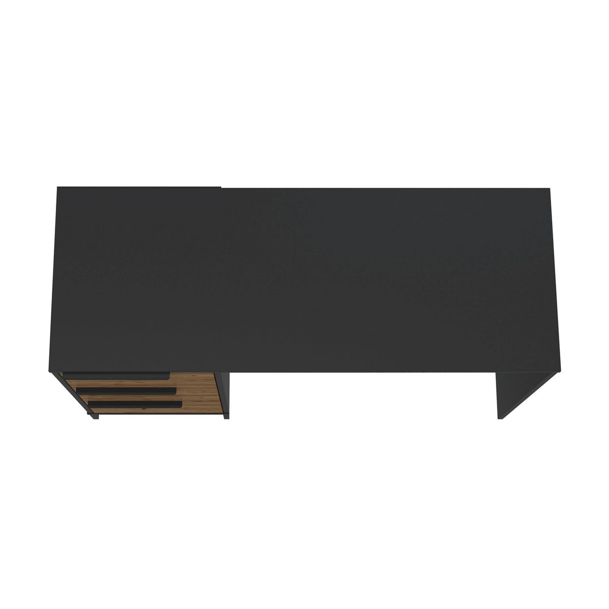 Black and Brown Wooden Desk with 3 Drawers H296489