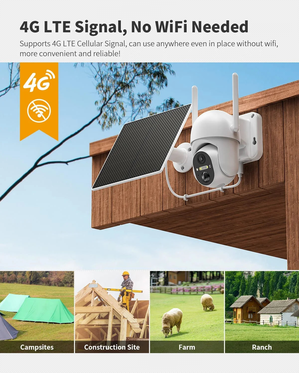 2K Solar Outdoor Security Camera with 360° Live Video Night Vision M790