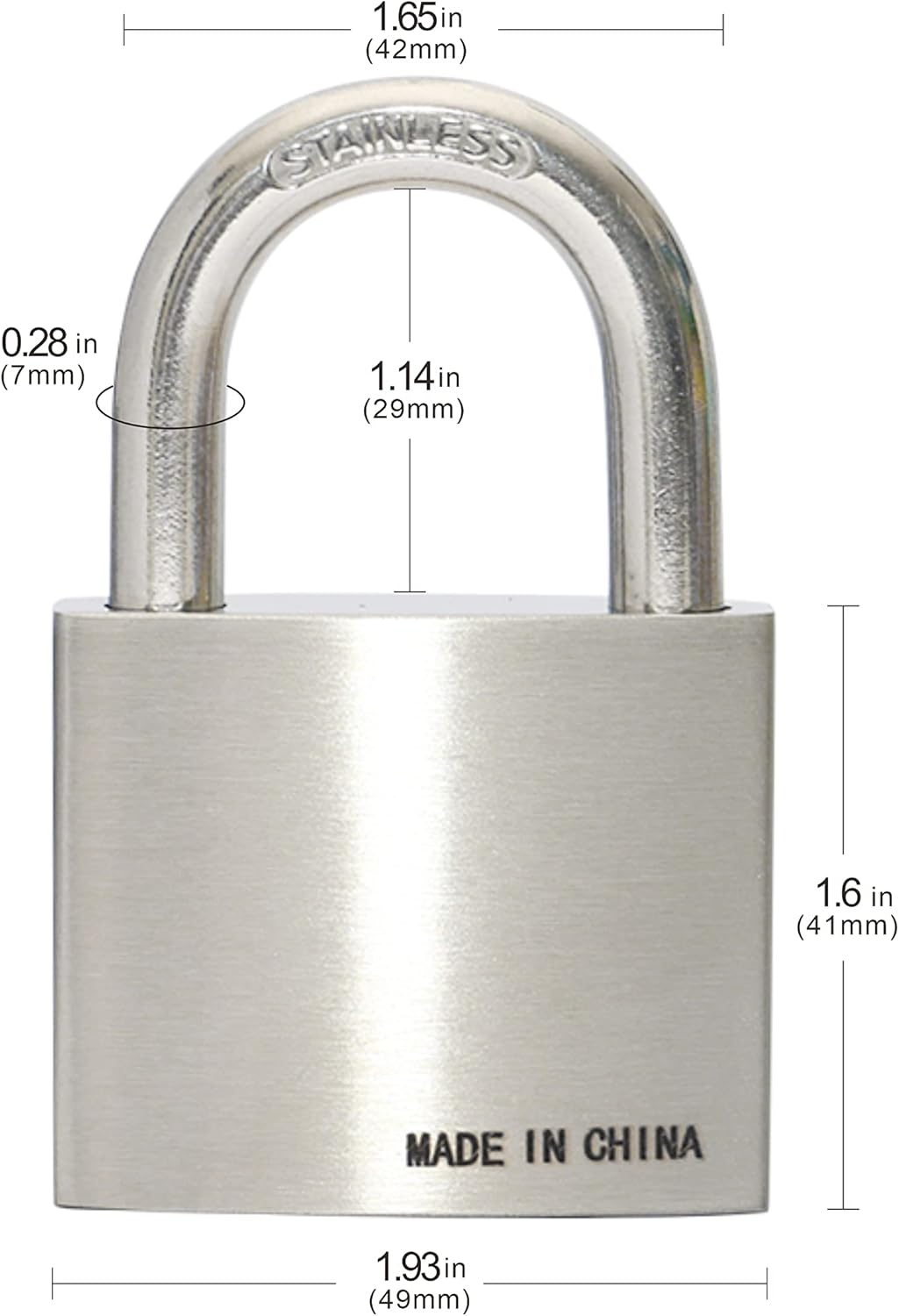 304 Stainless Steel Keyed Alike Padlocks, Pin Tumbler, 2 inch Wide Body, Pack of 2 V883