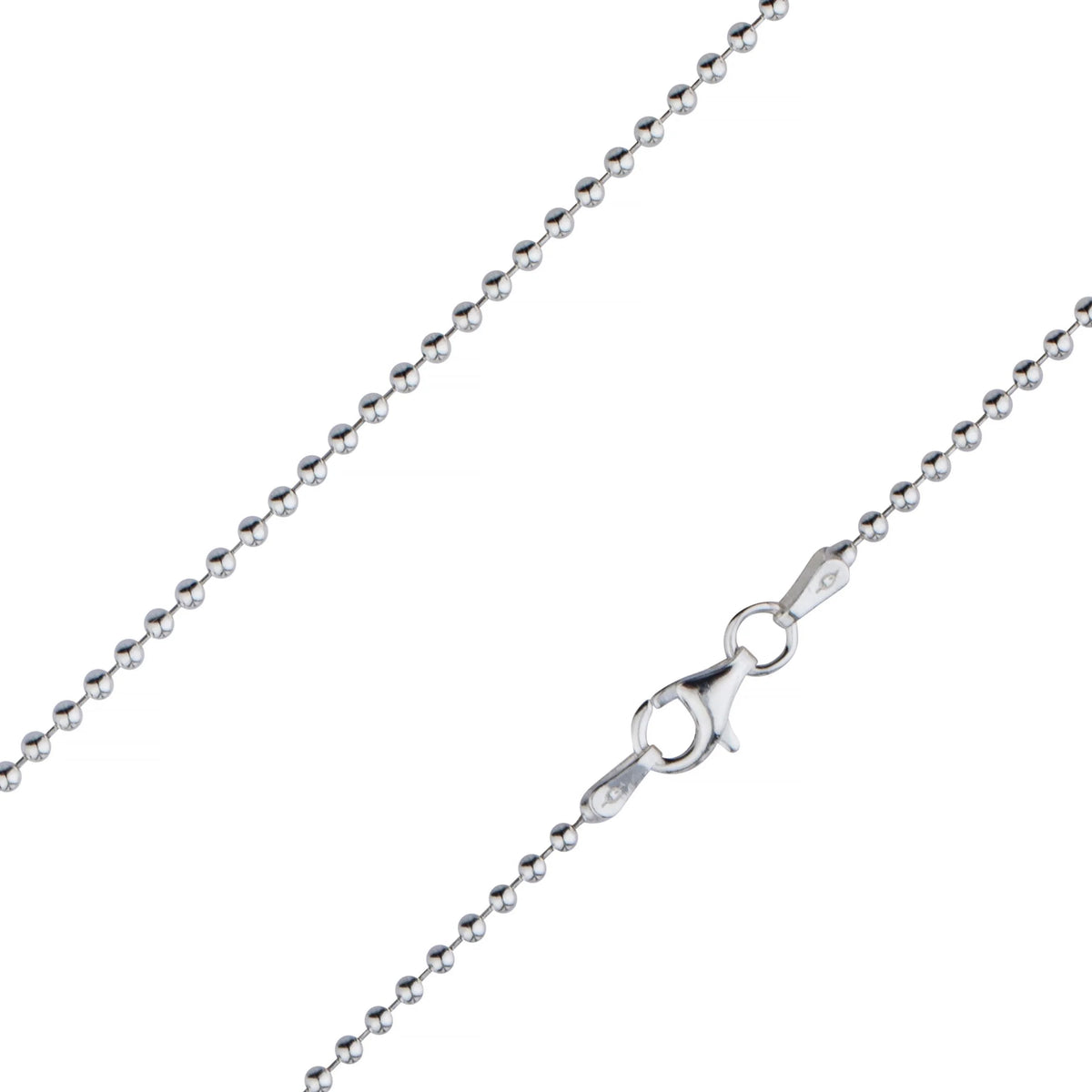 925 Sterling Silver Ball Bead Chain Necklace 1.5mm B69689