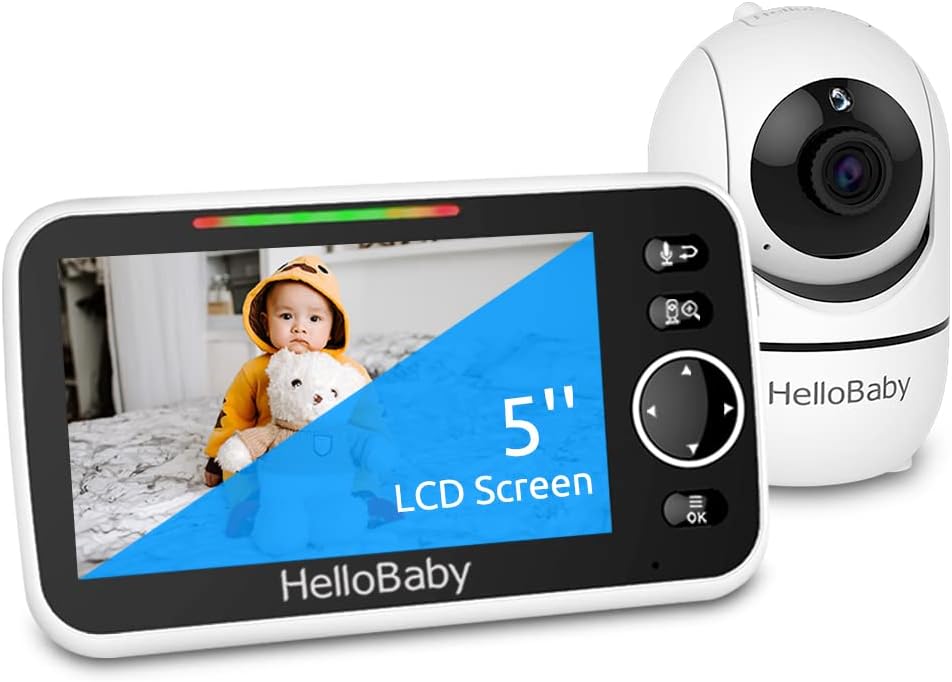5 Inch Pan-Tilt-Zoom Video Baby Monitor with Night Vision and 2-Way Talk H908911