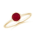 Natural Ruby Solitaire Engagement Ring in 14K Yellow Gold, Size-5 J450968