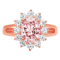 Oval Cut Pink Simulated Diamond 18k Rose Gold Halo Ring Size 9.5 V842329