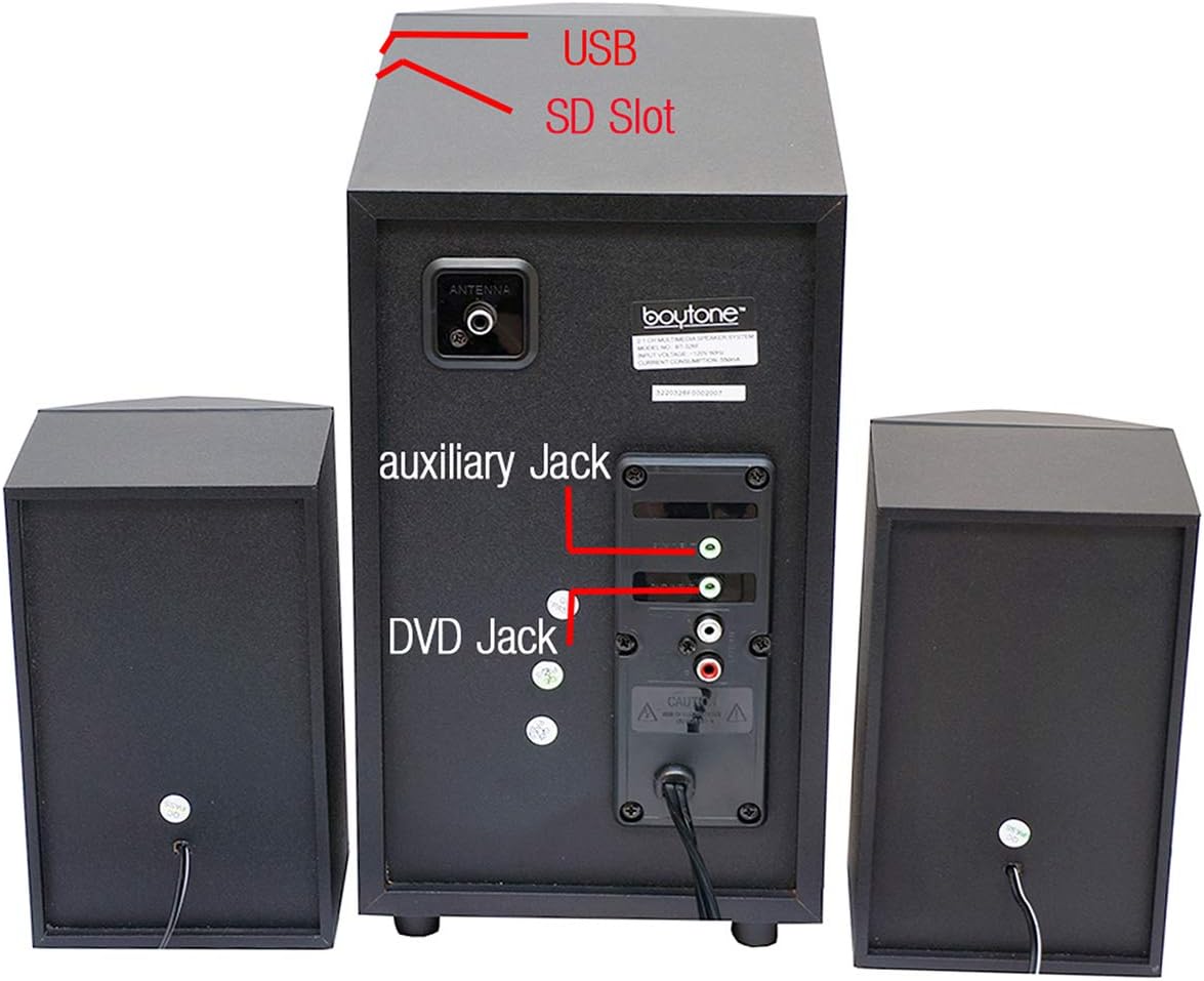 2.1 Bluetooth Home Audio Speaker System with FM Radio, USB Ports, Remote Control X74200