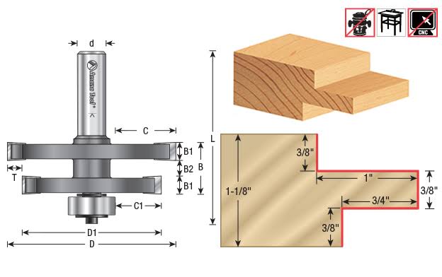 Carbide Tipped Offset Mortise & Tenon 2-7/8 Dia x 1-1/8 x 1/2 inch Shank R247447