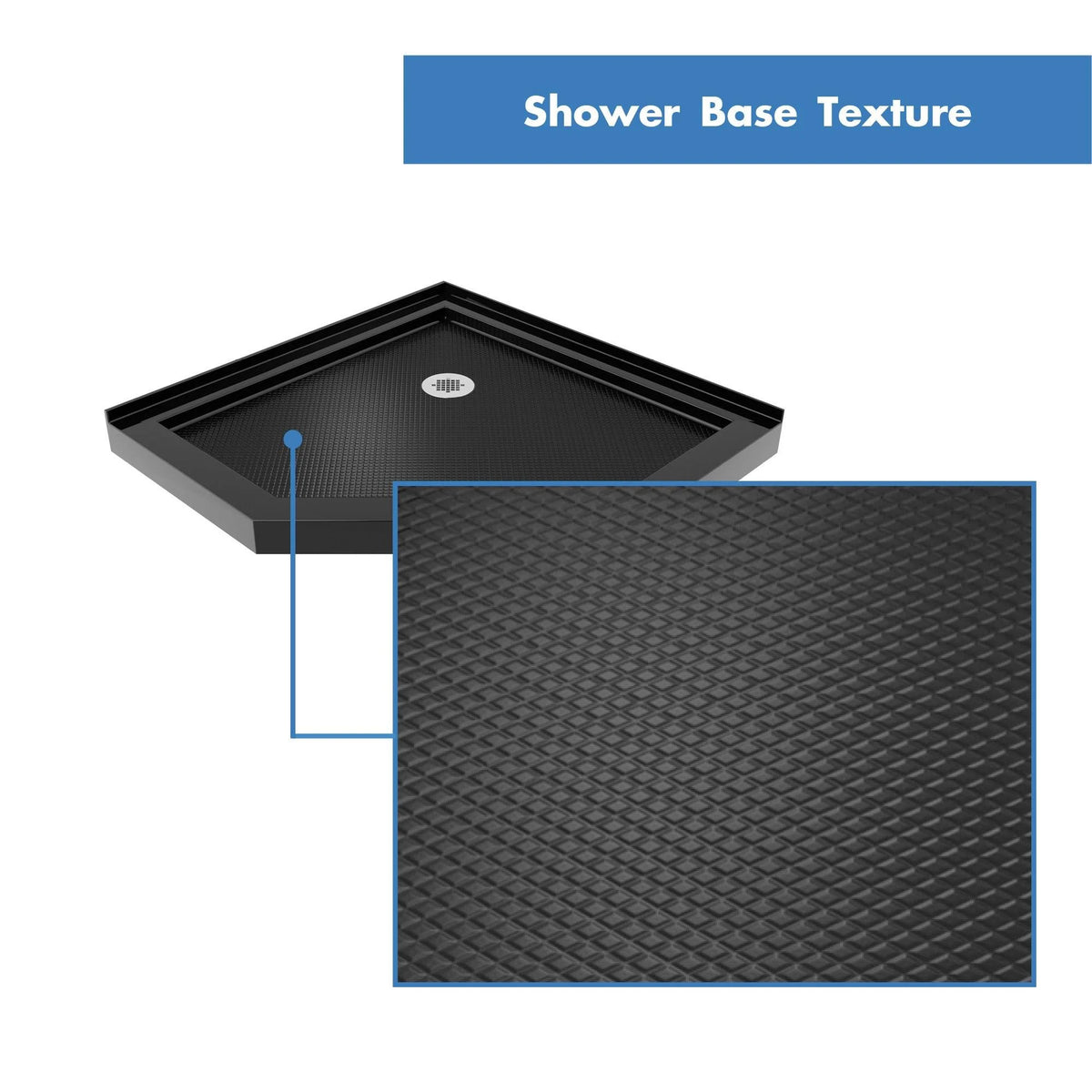 Black Corner Drain Neo-Angle Shower Base T9264