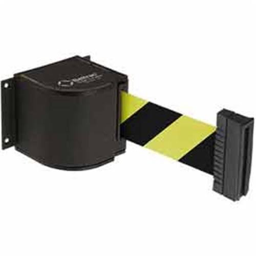 Black/Yellow Retractable Belt Barrier Wall Mount T612349
