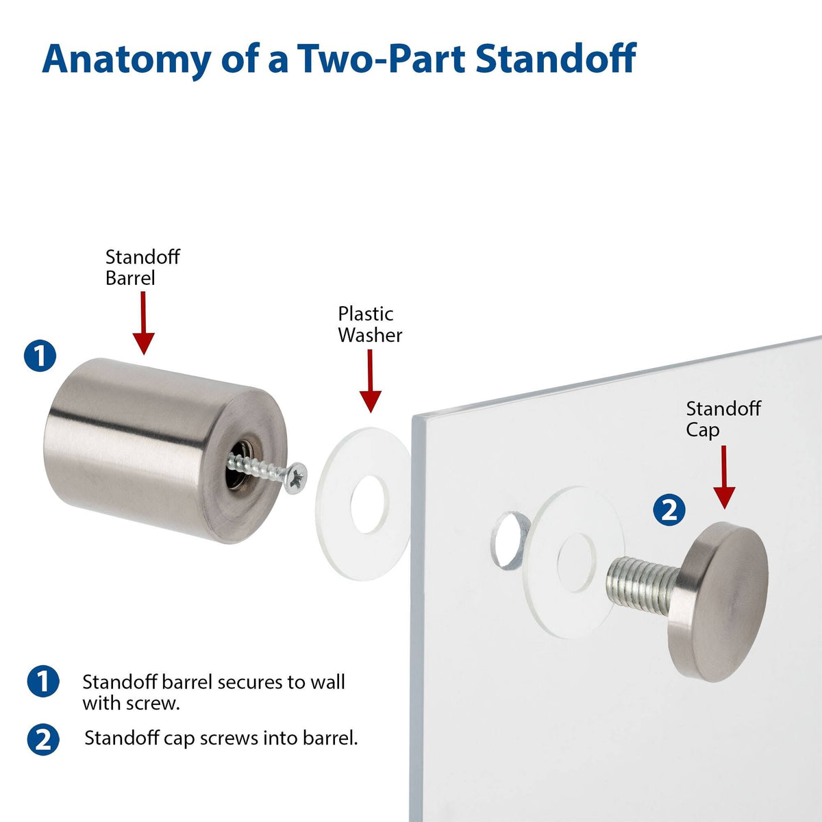 48 Piece Brushed Finish Stainless Steel Standoff B960033