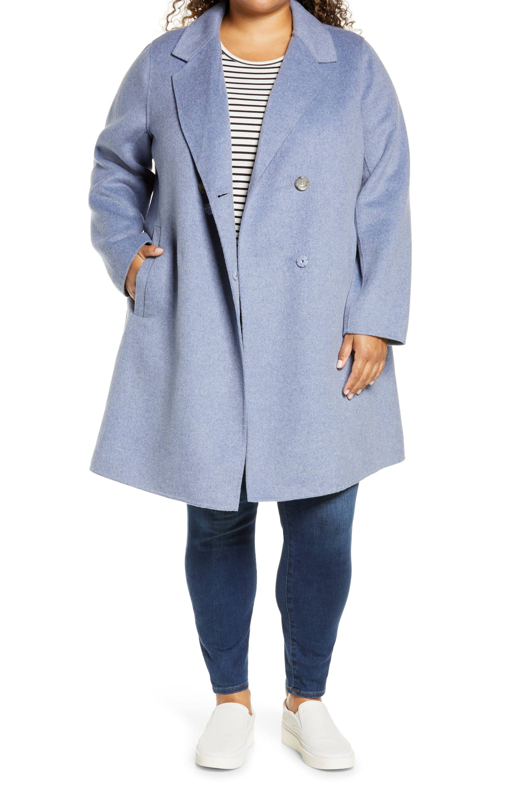 Notch Collar Coat - Blue - 3X Y66860