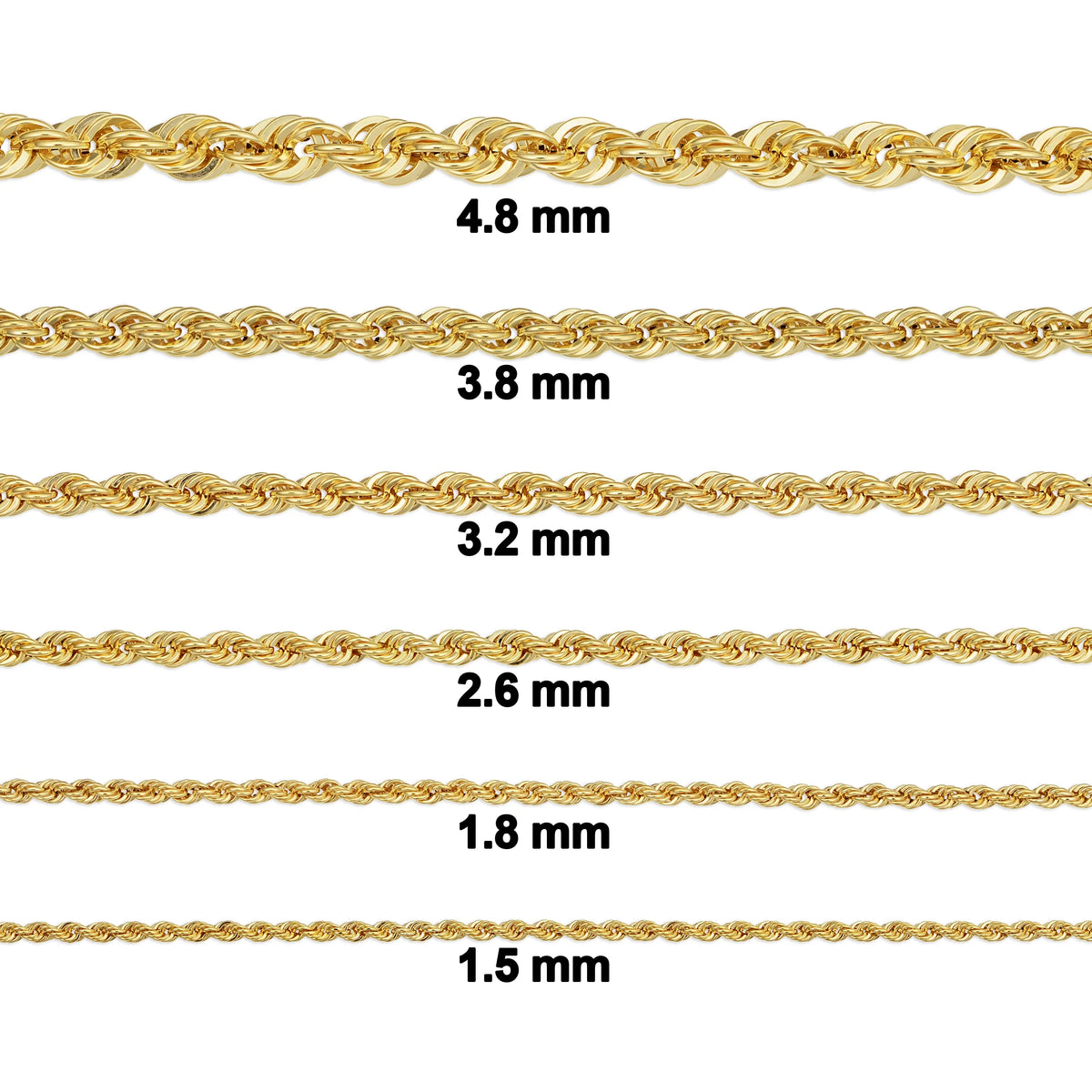 10k Yellow Gold Rope Chain Necklace J35802