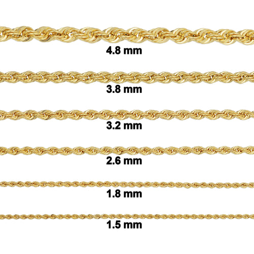 10k Yellow Gold Rope Chain Necklace J35802