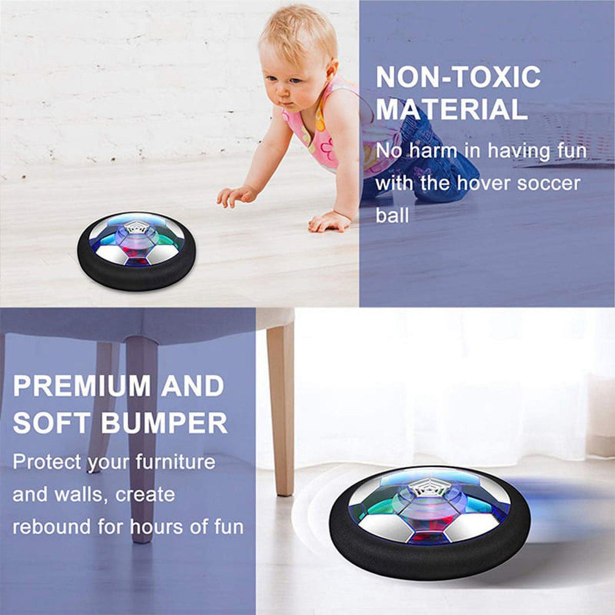 LED Hover Soccer Ball USB Charging Electric Air Cushion Indoor Luminous Toy F697427