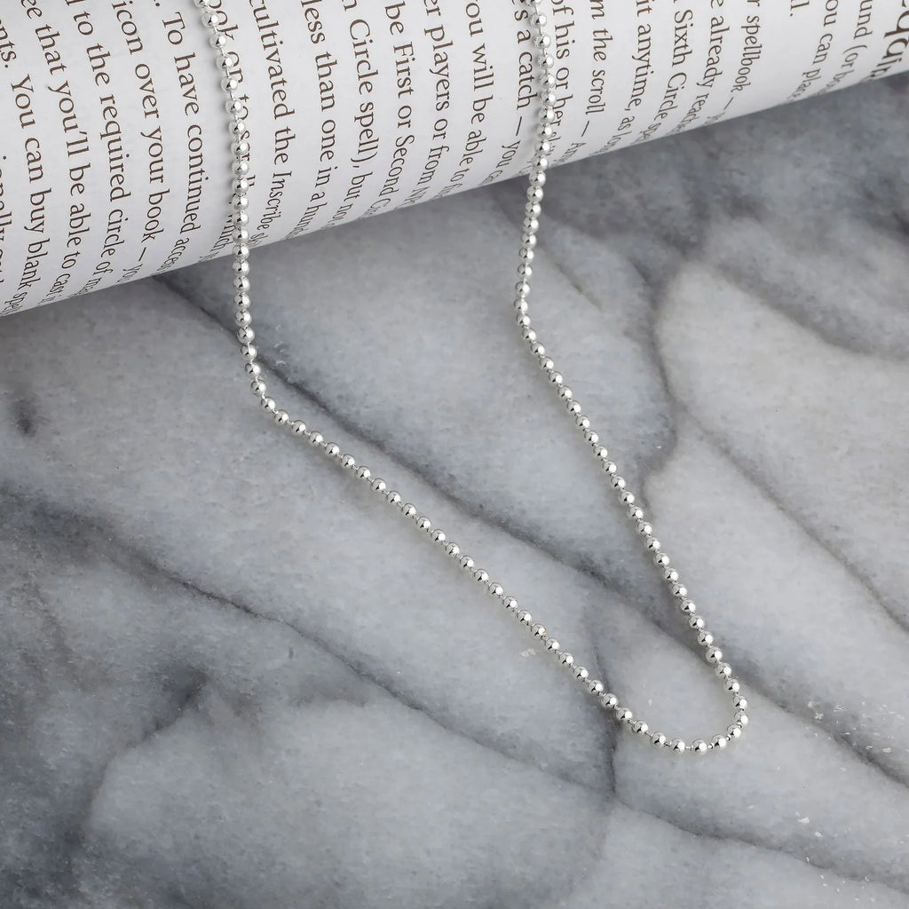925 Sterling Silver Ball Bead Chain Necklace 1.5mm B69689