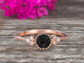 Art Deco Black Diamond Moissanite Engagement Ring Y3283