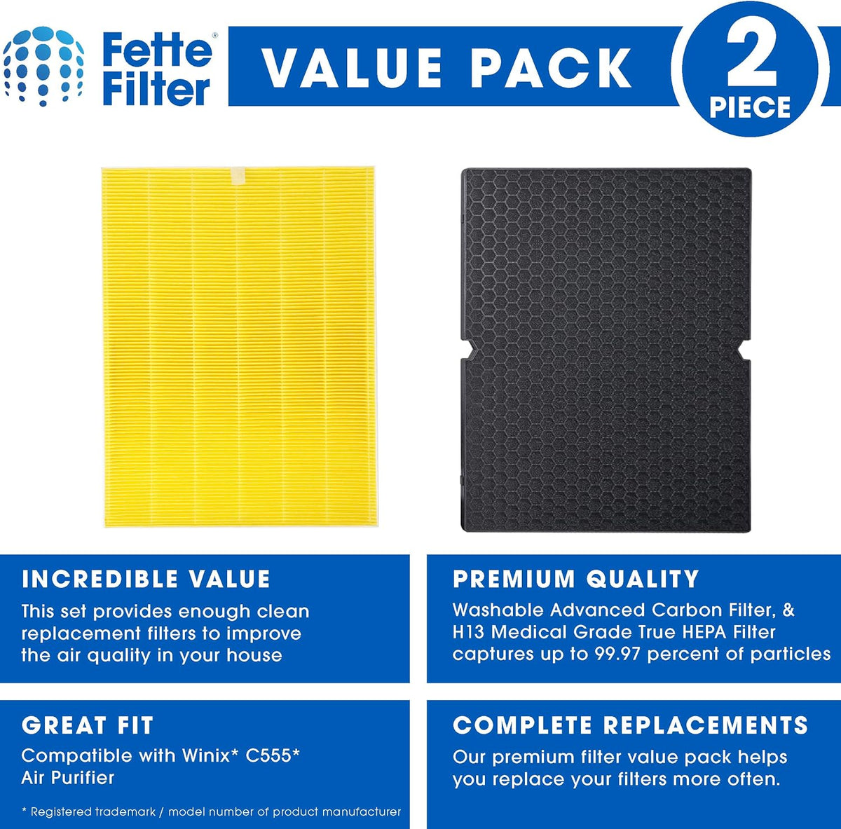 Air Purifier True HEPA Filter Replacement Pack of 1 O9349