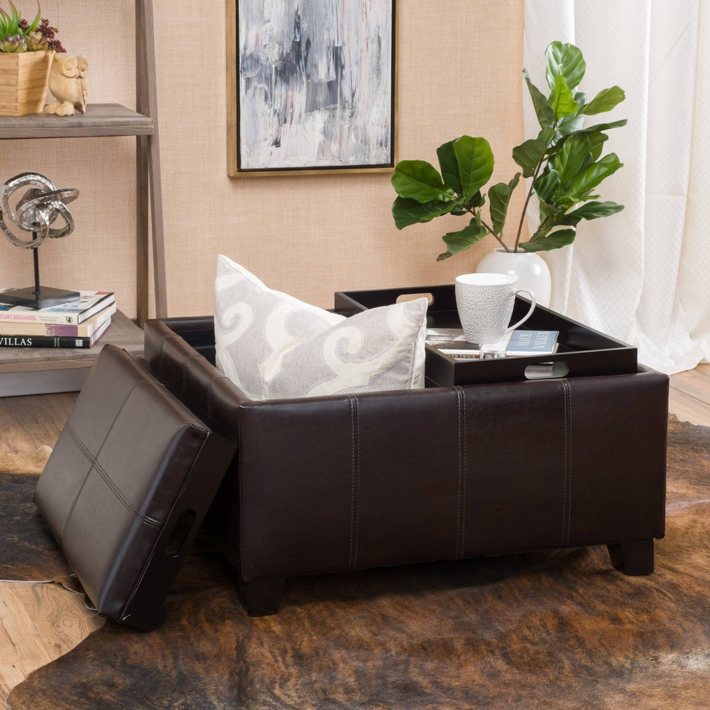 Brown Storage Ottoman L1729