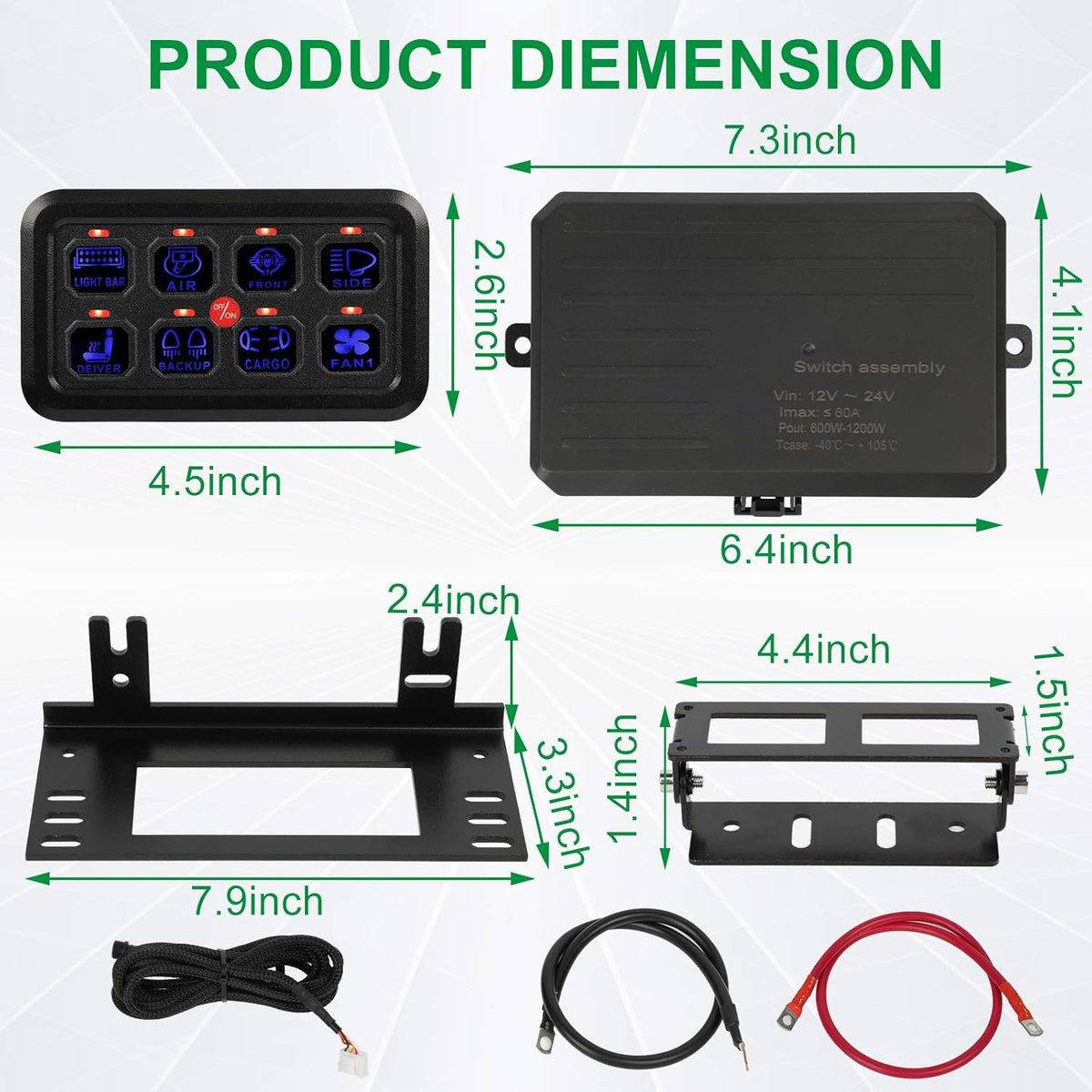 8 Gang Touch Switch Panel with Harness and Stickers J129