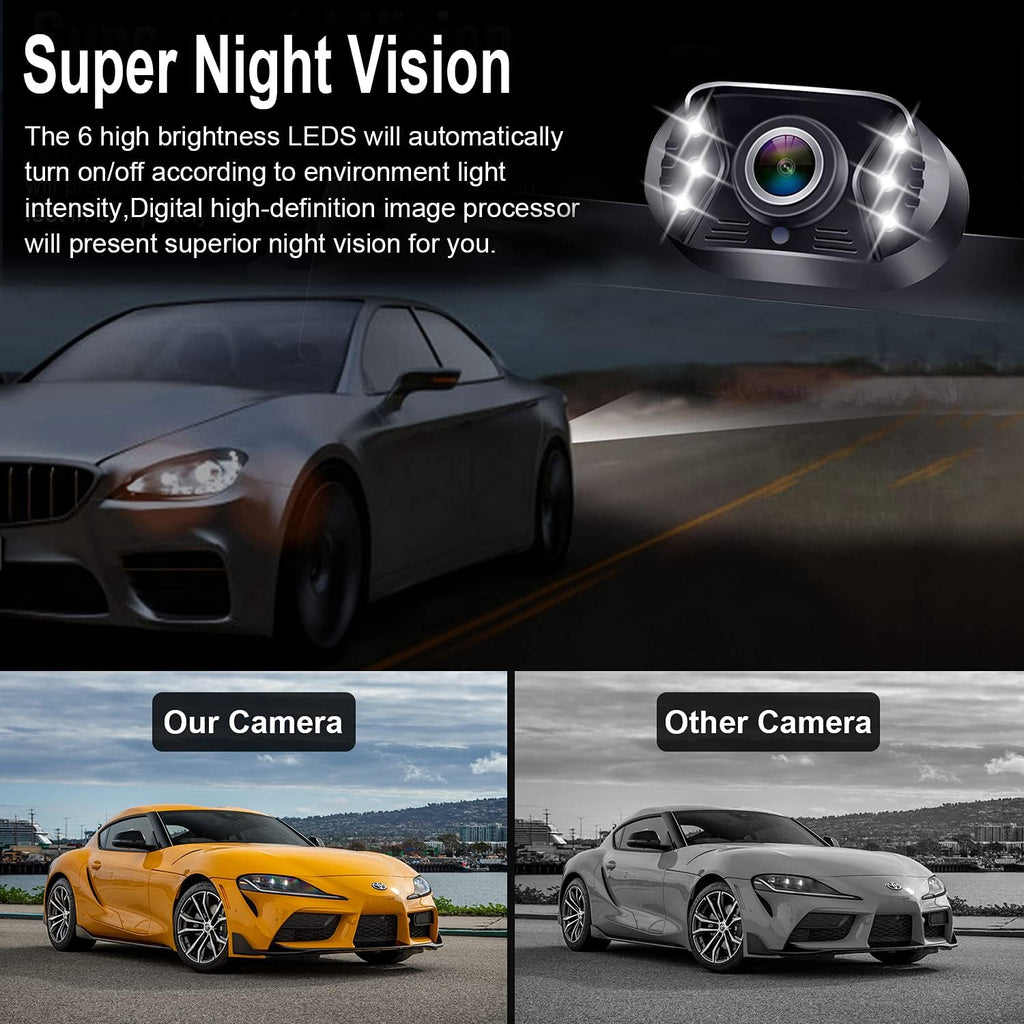 Backup Camera Rear View Monitor Kit HD 1080P Waterproof Night Vision Pack of 2 I330