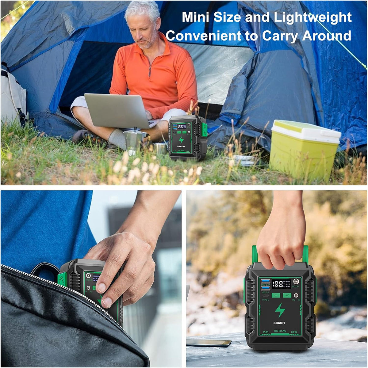 Portable Power Station 110V/80W AC Outlet USB Lithium Battery Q884