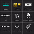 Black Full Balanced HiFi DAC Bluetooth 5.0 RCA XLR USB N472