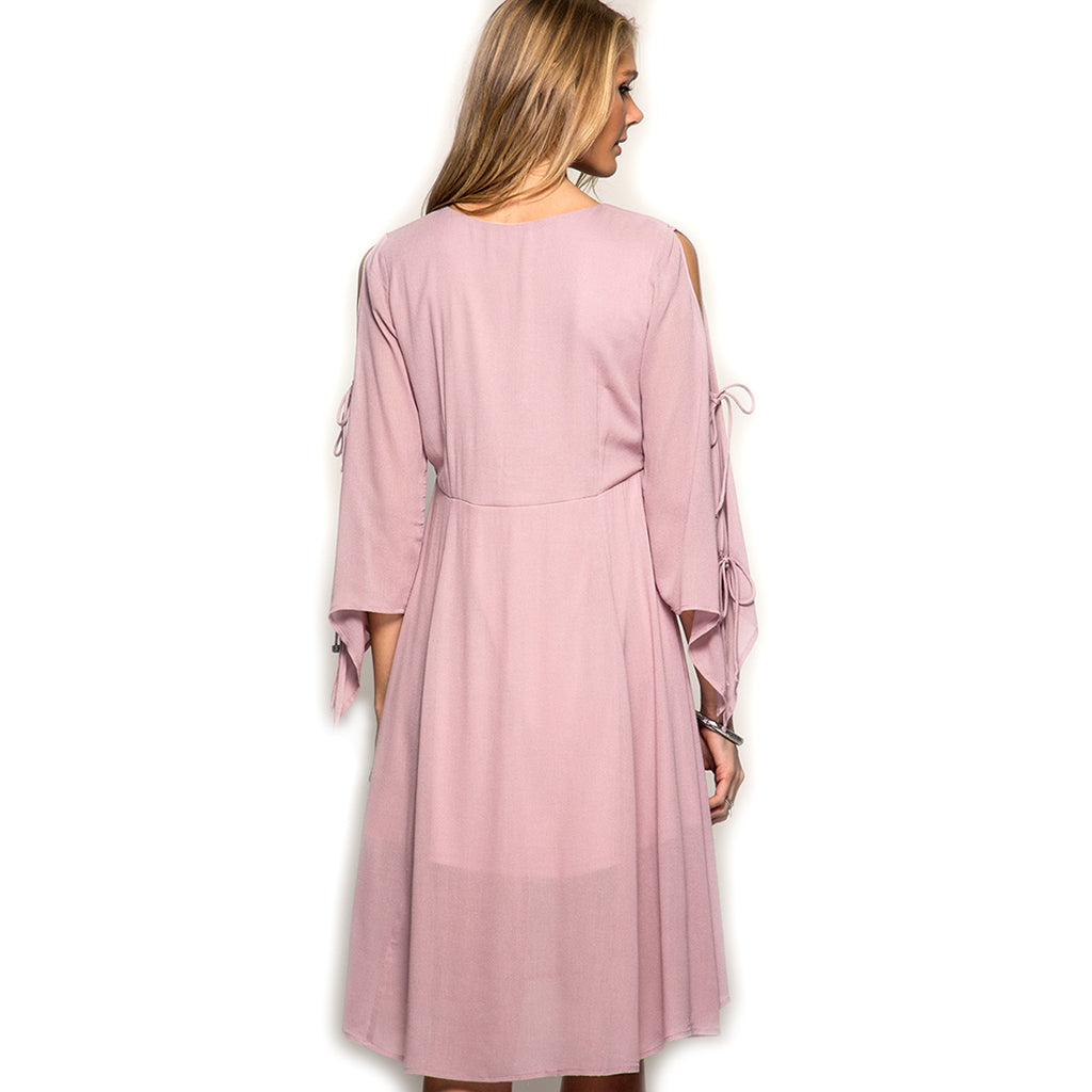 Dusty Rose Corset Midi Dress W350529