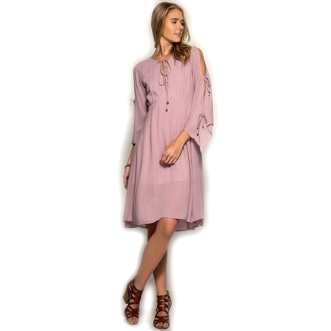 Dusty Rose Corset Midi Dress W350529