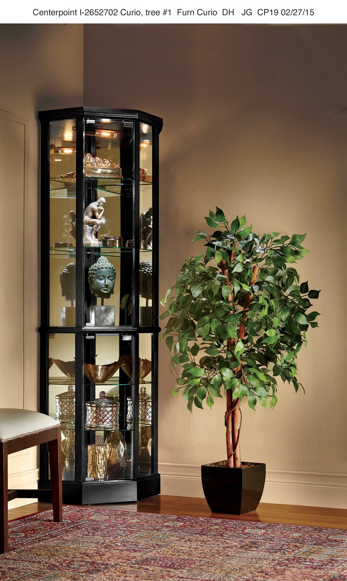 Black Lighted Corner Curio O7445