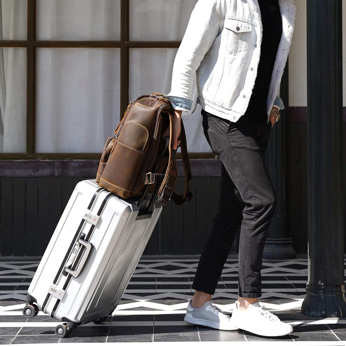 Vintage Full Grain Leather 15.6 Inch Laptop Backpack N69254