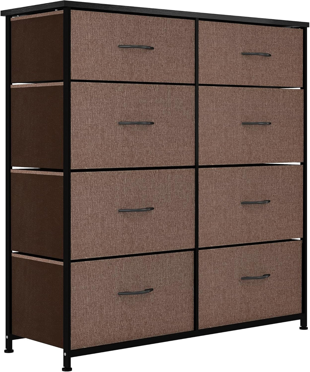 8 Drawer Fabric Dresser with Steel Frame and Wooden Top P994380