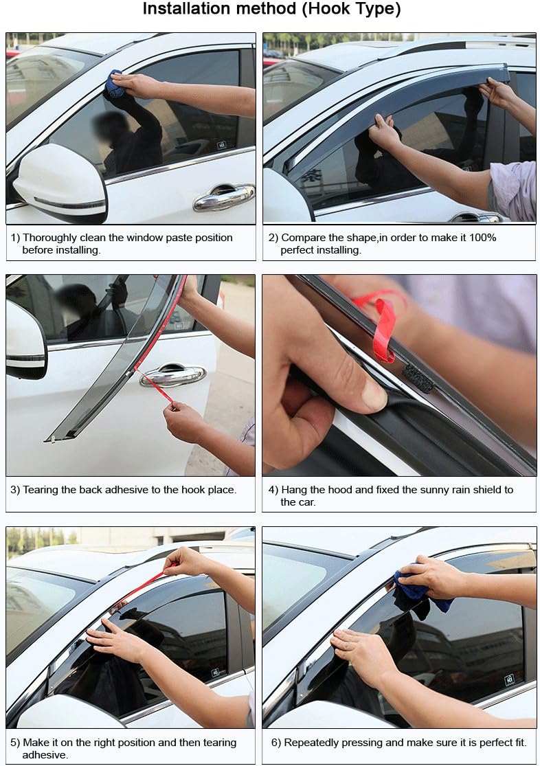 Car Window Visor Vent Shade Deflector Sun/Rain Guards C605503