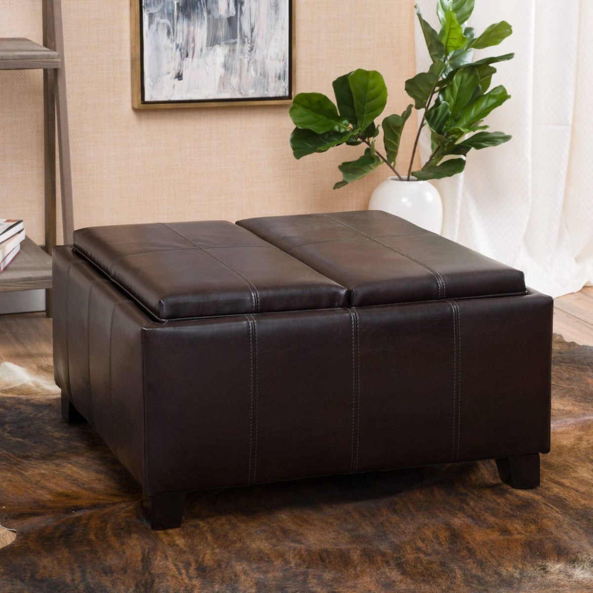 Brown Storage Ottoman L1729