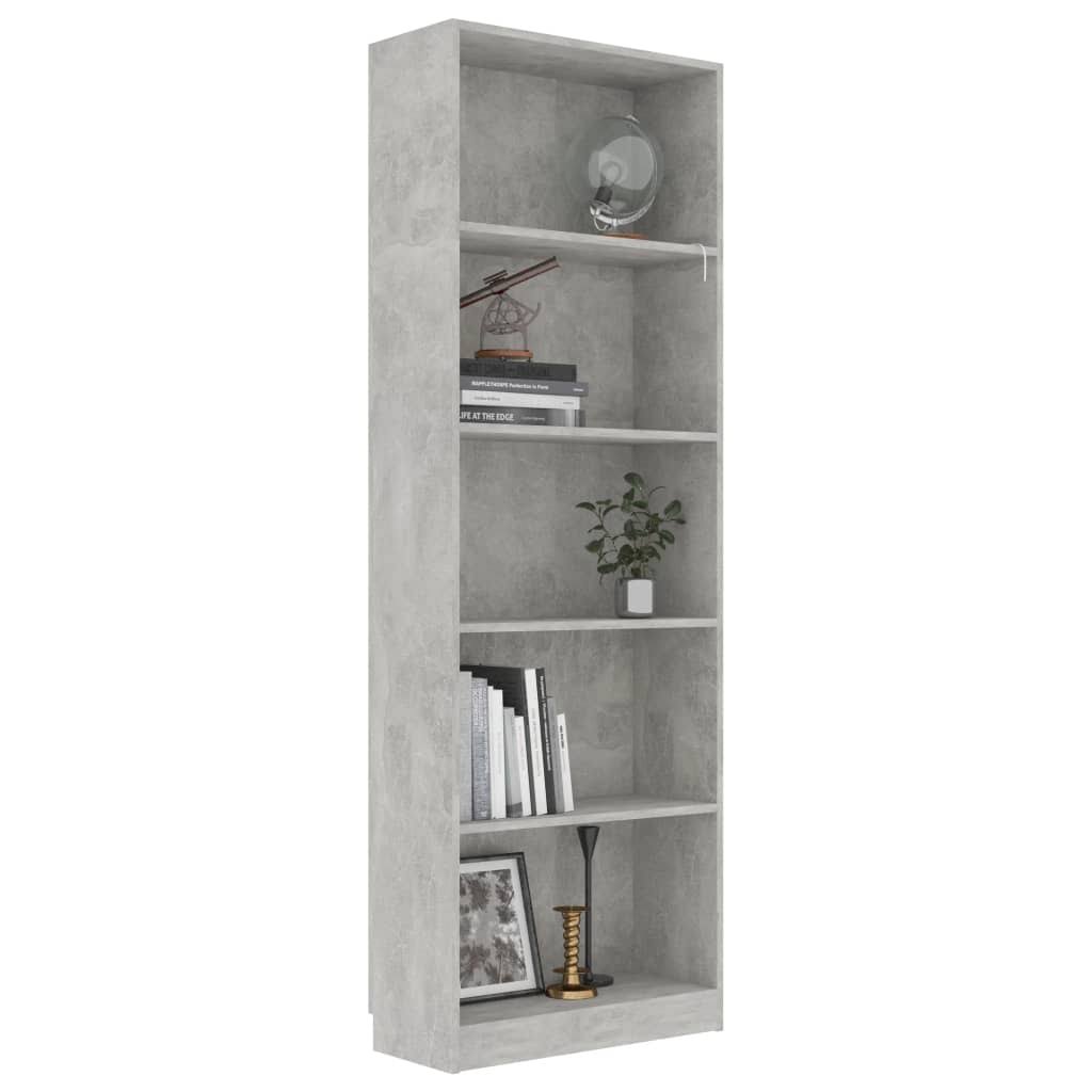 5-Tier Chipboard Book Cabinet Concrete Gray Q142