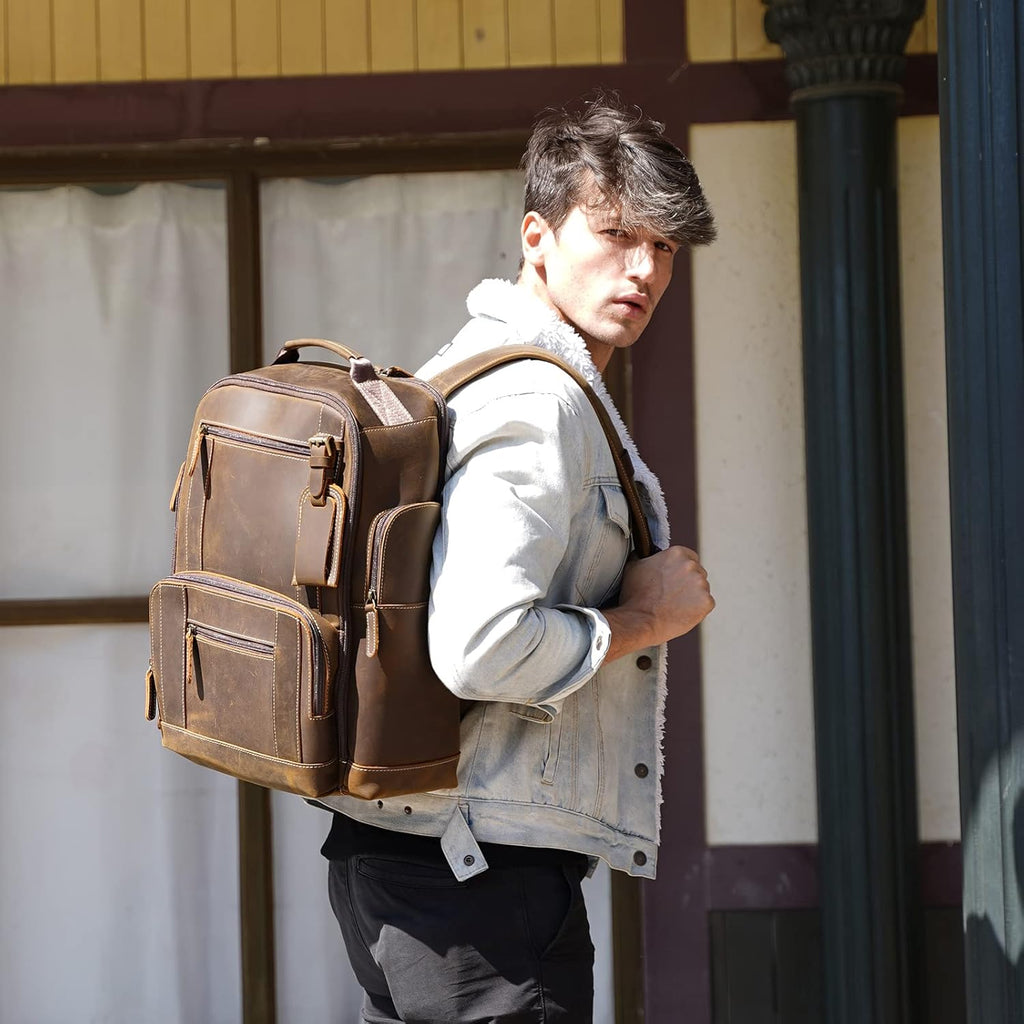 Vintage Full Grain Leather 15.6 Inch Laptop Backpack N69254