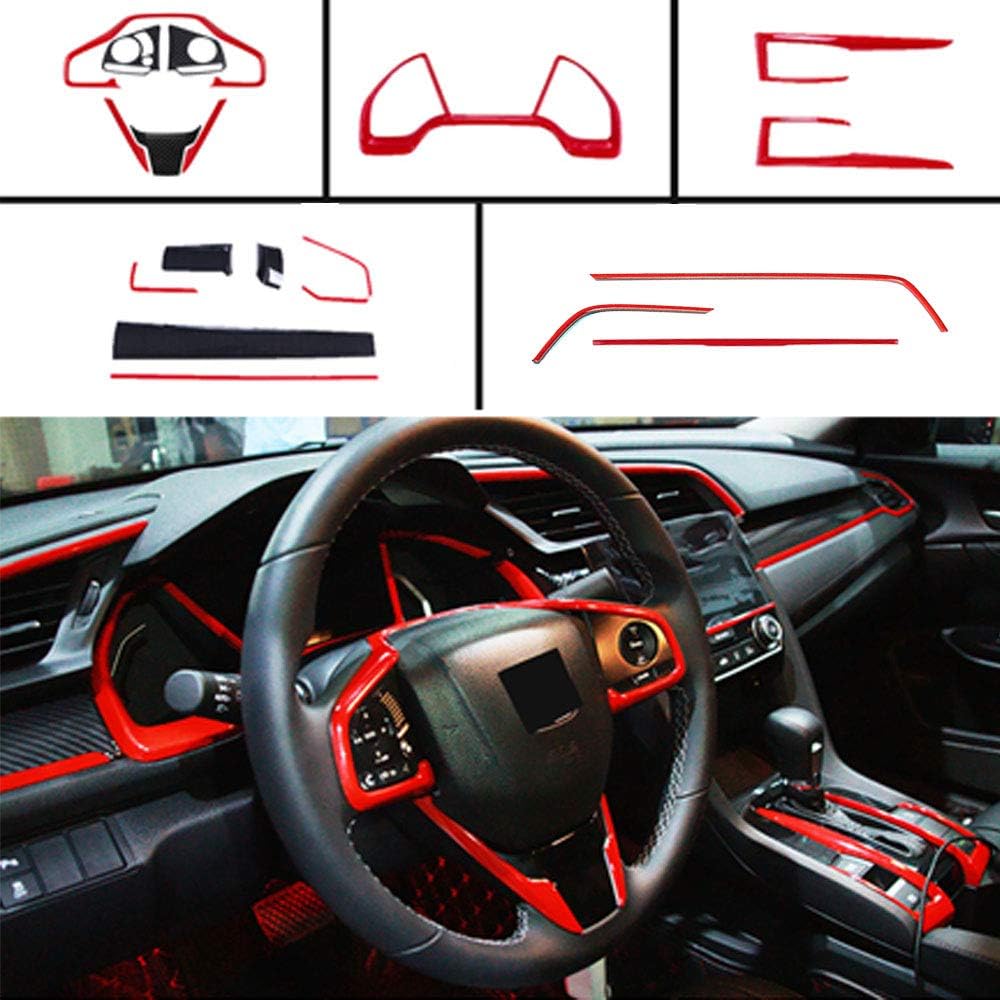 18Pcs Blue ABS Carbon Fiber Print Steering Wheel Cover Trim Set L470