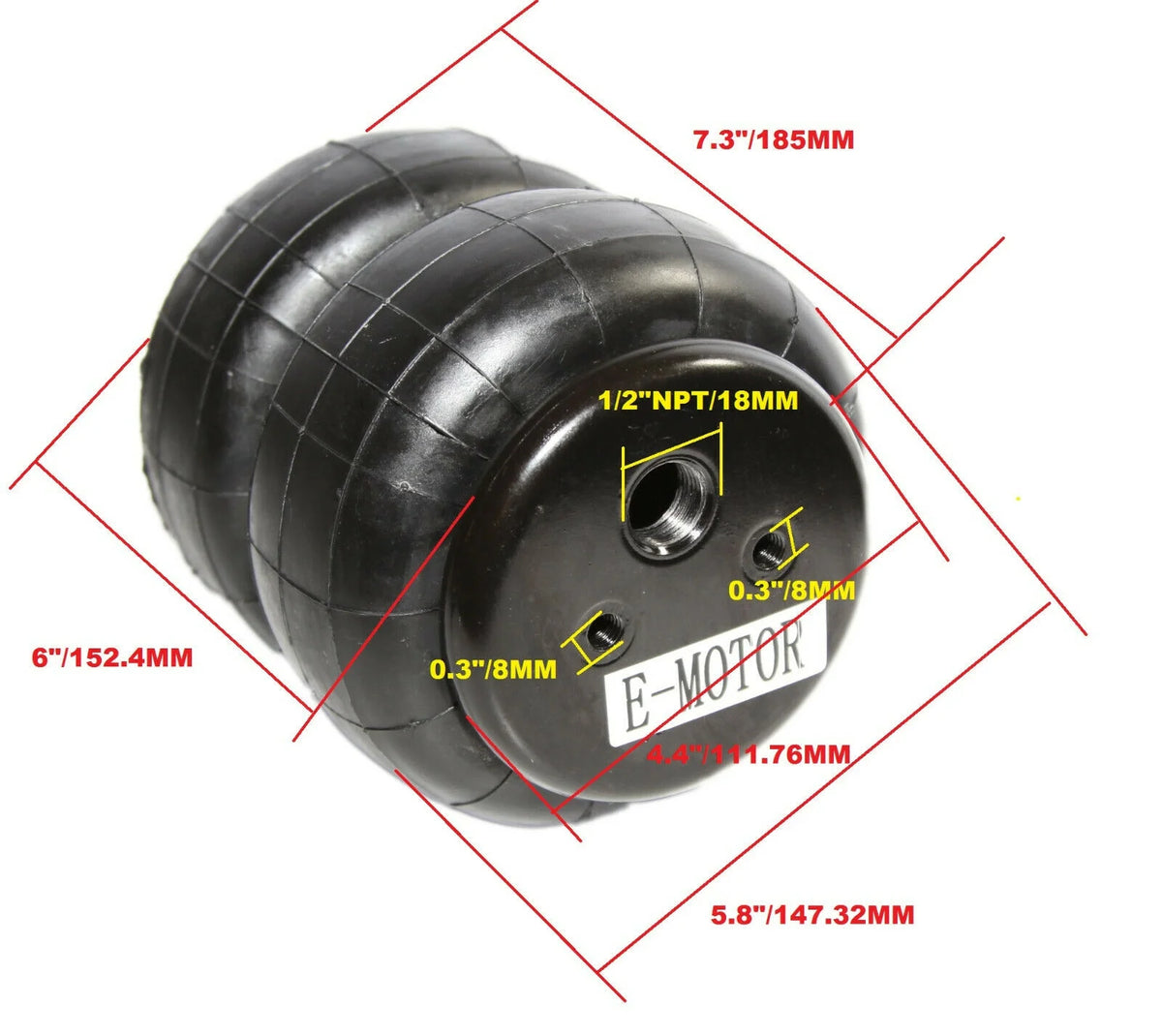 Triangulated Mount Bracket for 2.75" Axle with 2 Universal Air Spring Bags Heavy Duty 2500 Lbs 1/2NPT Single Port B61590