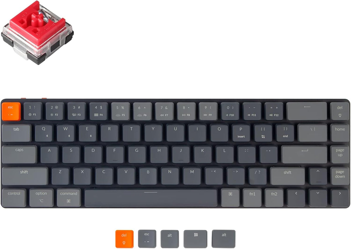 65% Layout Hot-swappable Ultra-Slim Wireless Bluetooth/Wired USB Mechanical Keyboard with Low-Profile Optical Blue Switch/RGB Backlit/68 Keys A50039