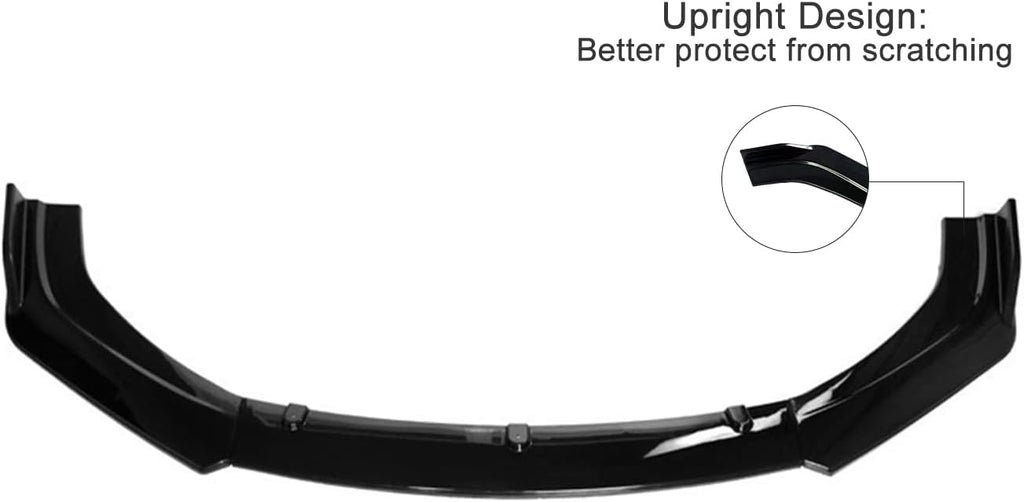 Gloss Black 3pcs/Set ABS Front Bumper Lip Splitter U60067