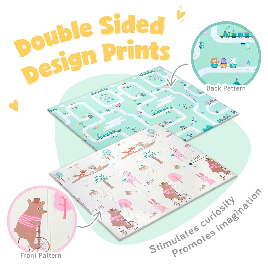 Reversible Non-Slip Waterproof Foam Baby Play Mat with Case, 6.5ft x 6ft J706